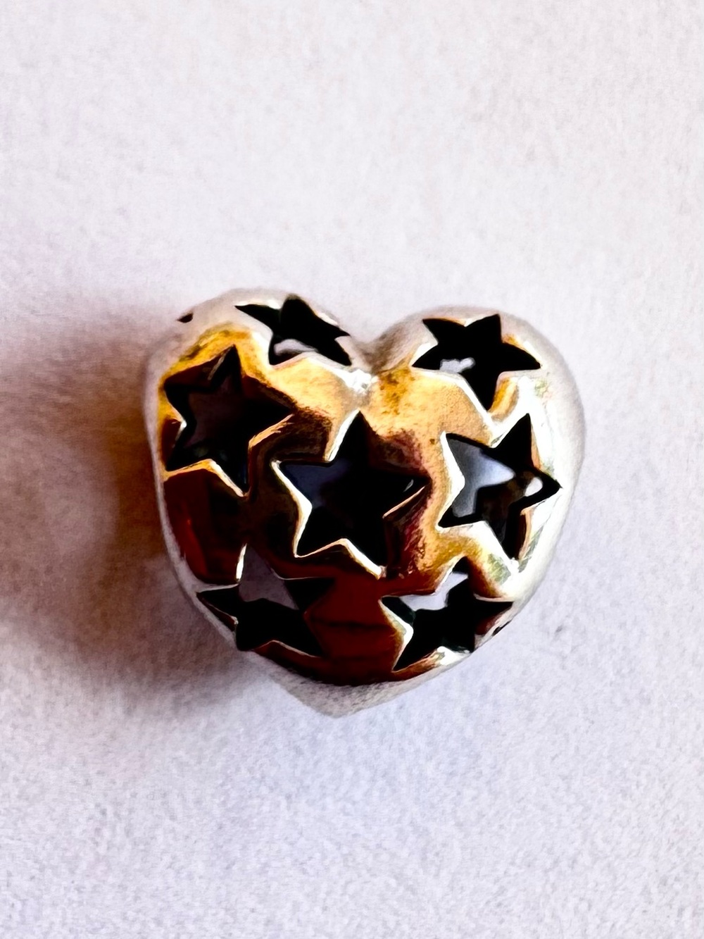 Pandora Openwork Stars Heart Charm Sterling Silver S925 ALE Celestial Love Bead